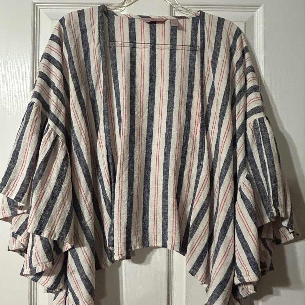 Laurie Felt Navy and Red Striped Cardigan